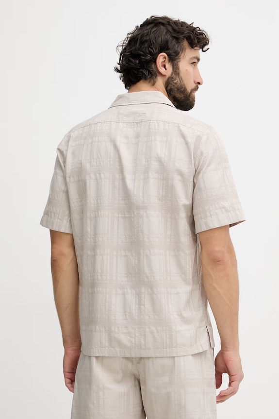 Ρούχα BOSS Orange πουκάμισο ανδρικό βαμβακερό 50559322 μπεζ