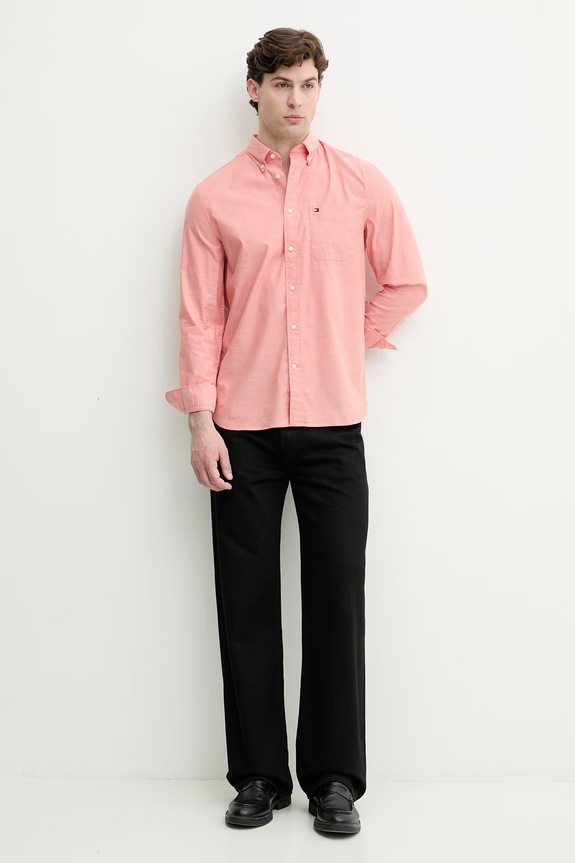 Tommy Hilfiger camicia da uomo con cotone MW0MW42287 rosa SS26