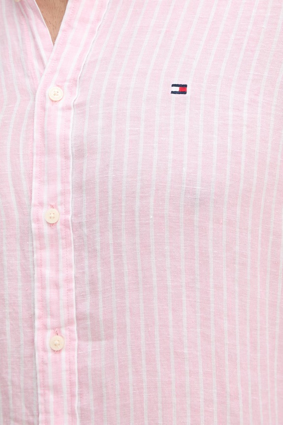 Tommy Hilfiger košeľa pánska ľanová MW0MW42400 ružová