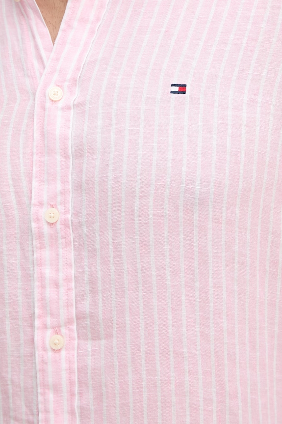 Tommy Hilfiger košeľa pánska ľanová MW0MW42400 ružová