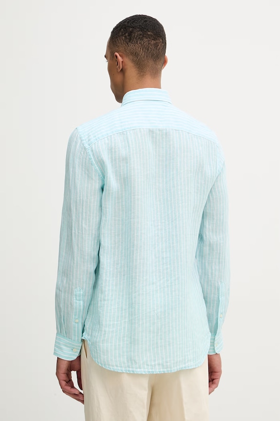 Ρούχα Tommy Hilfiger Πουκάμισο ανδρικό λινό MW0MW42400 τιρκουάζ