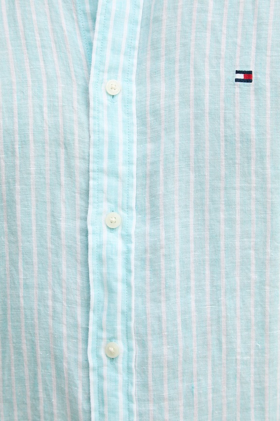 Tommy Hilfiger Πουκάμισο ανδρικό λινό MW0MW42400 τιρκουάζ