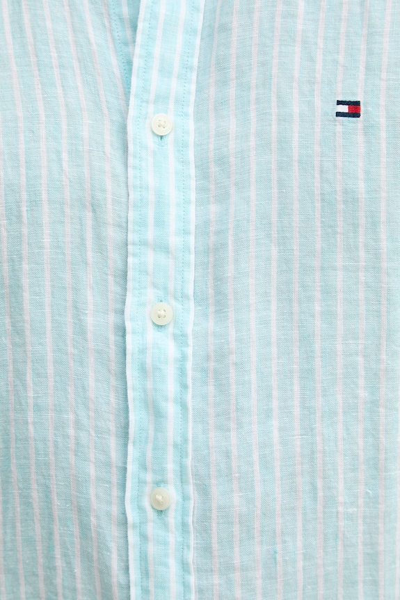 Tommy Hilfiger Πουκάμισο ανδρικό λινό MW0MW42400 τιρκουάζ