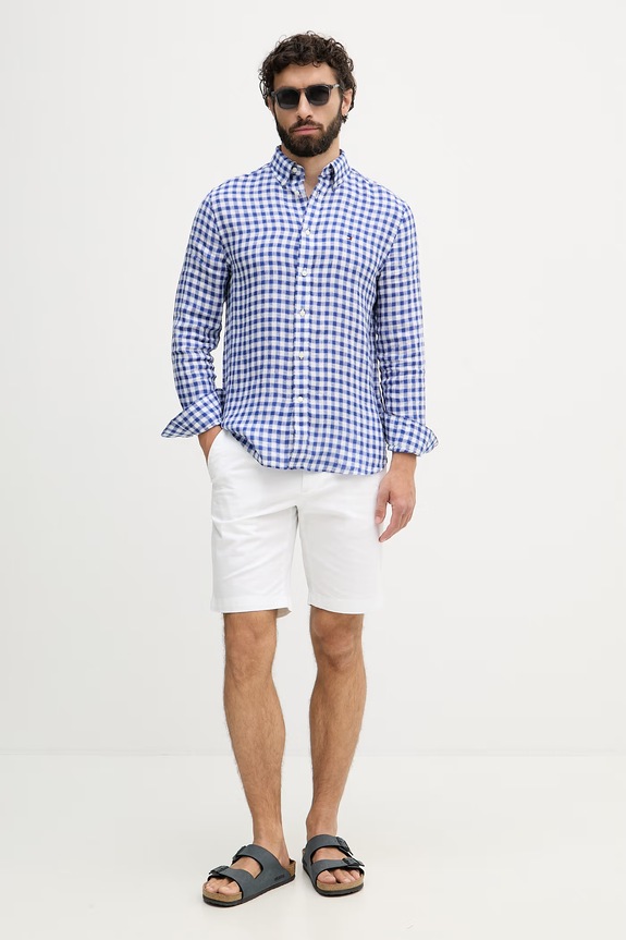 Tommy Hilfiger košile pánská lněná MW0MW42401 modrá SS26