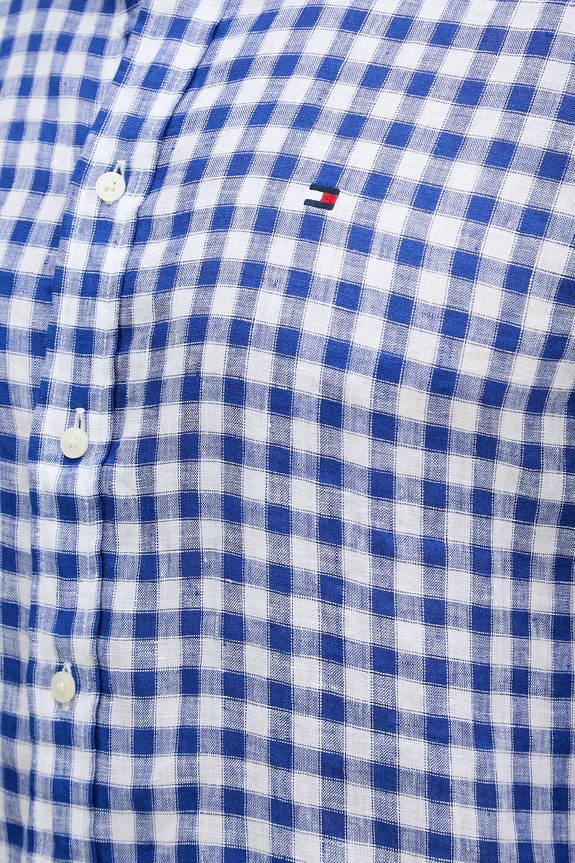 Tommy Hilfiger košile pánská lněná MW0MW42401 modrá