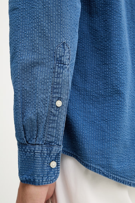 Tommy Hilfiger πουκάμισο ανδρικό βαμβακερό MW0MW42417 μπλε