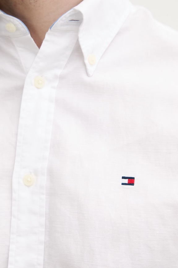 Tommy Hilfiger koszula męska z lnem MW0MW42450 biały