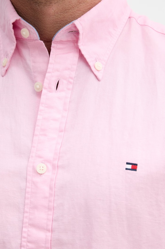 Tommy Hilfiger koszula męska z lnem MW0MW42450 różowy