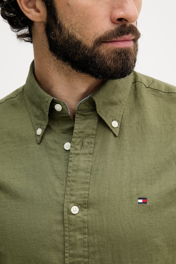 Tommy Hilfiger cămașă pentru bărbați, cu in MW0MW42450 verde