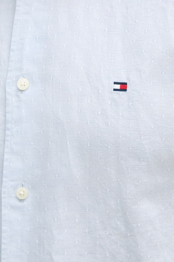 Tommy Hilfiger koszula męska z dodatkiem lnu MW0MW42453 niebieski