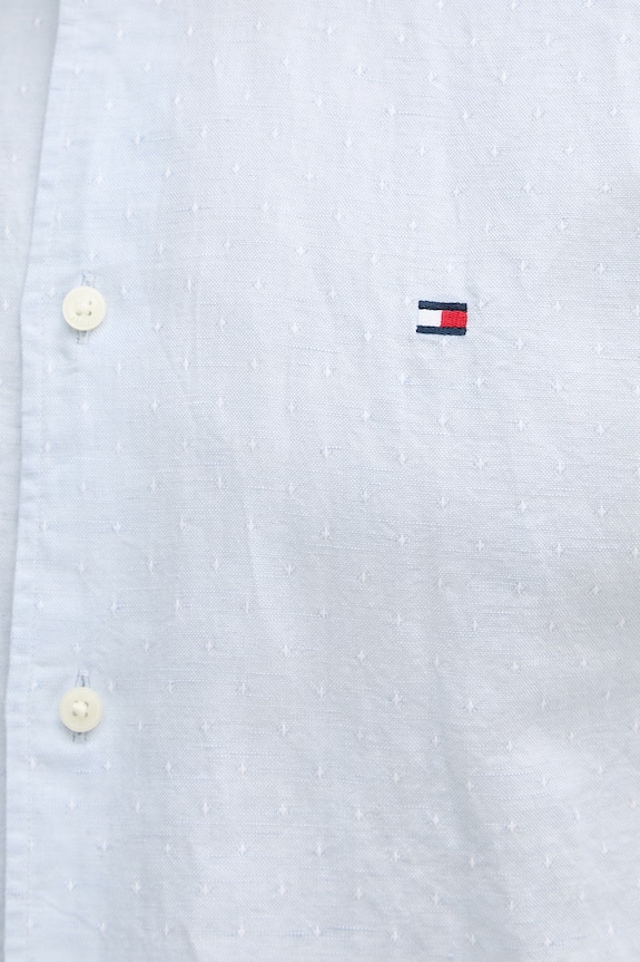 Tommy Hilfiger koszula męska z dodatkiem lnu MW0MW42453 niebieski