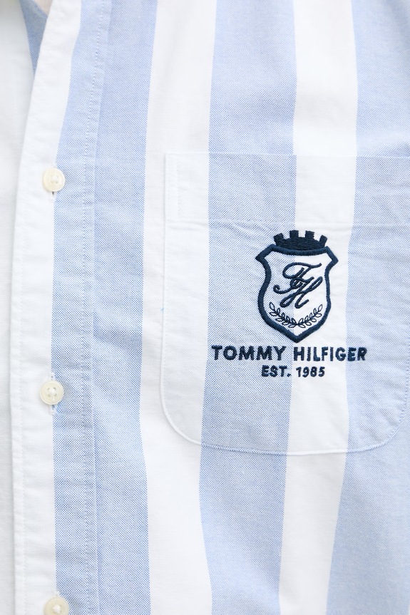 Tommy Hilfiger košile pánská bavlněná MW0MW43073 modrá