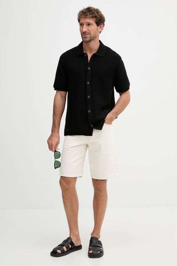 Tommy Hilfiger kardigán pánsky s bavlnou MW0MW42796 čierna SS26
