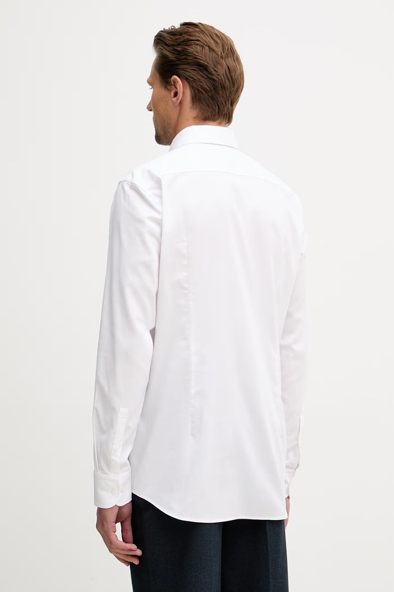 Ρούχα BOSS Πουκάμισο ανδρικό από βαμβάκι με ελαστάν HANK 50560607 λευκό
