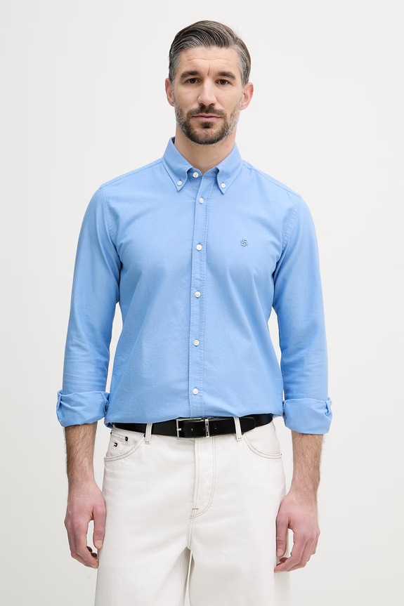 BOSS camicia oxford da uomo in cotone ROAN blu 50555920