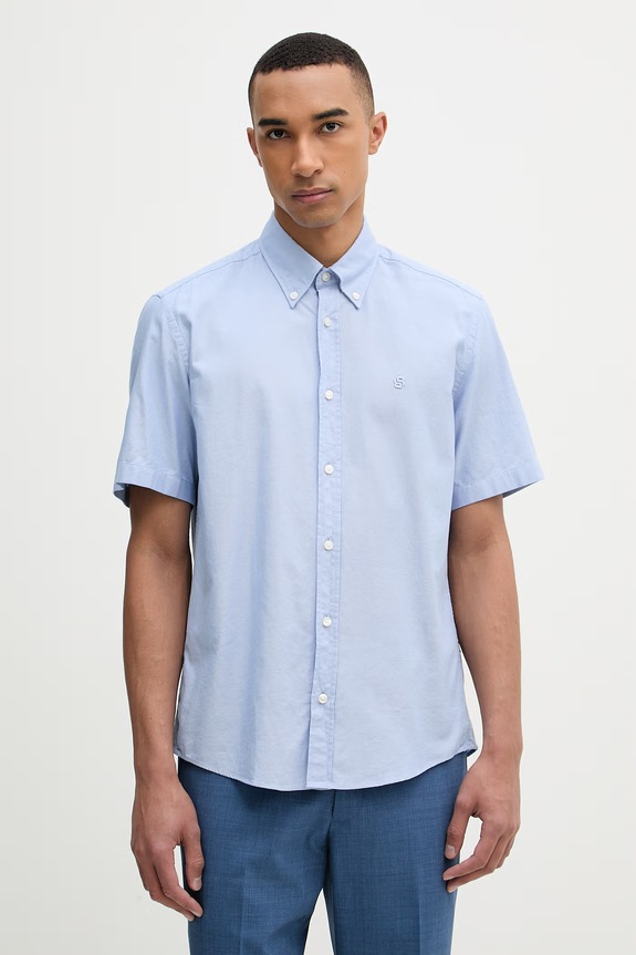 BOSS πουκάμισο ανδρικό βαμβακερό LIAM μπλε 50560404