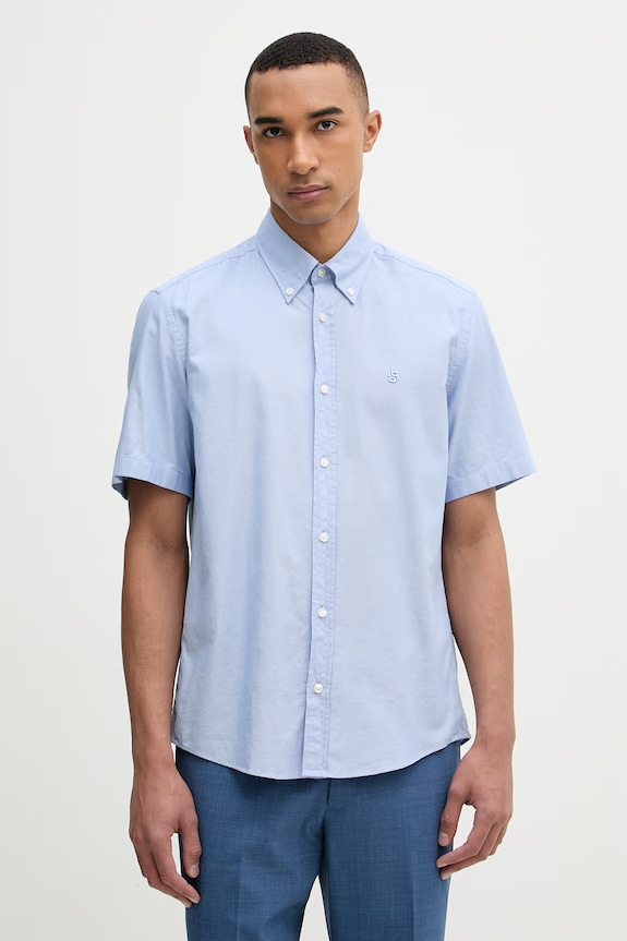BOSS πουκάμισο ανδρικό βαμβακερό LIAM μπλε 50560404