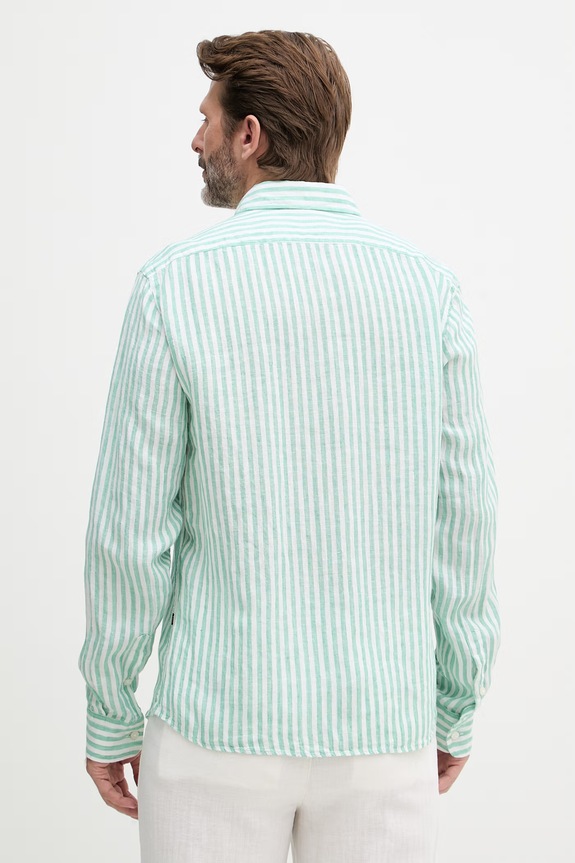 Odzież BOSS koszula męska lniana LIAM 50560595 zielony