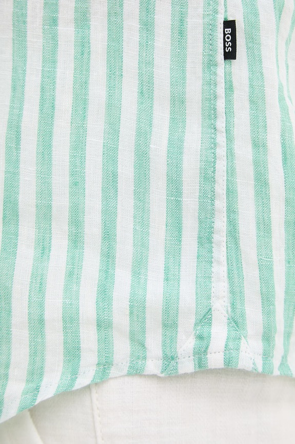 BOSS koszula męska lniana LIAM 50560595 zielony