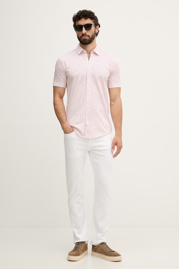 BOSS koszula męska z bawełną ROAN 50560692 różowy SS26