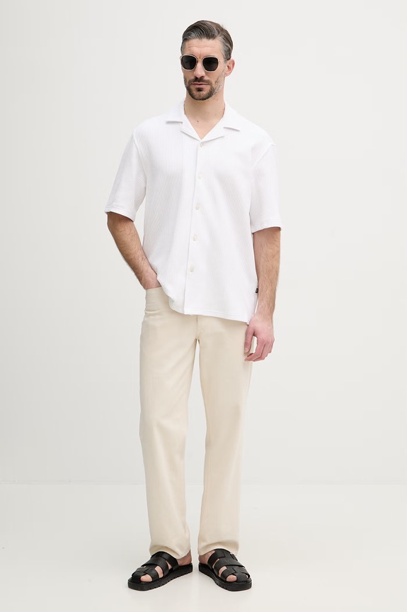 BOSS camicia da uomo in cotone con elastan LARS 50561448 bianco SS26