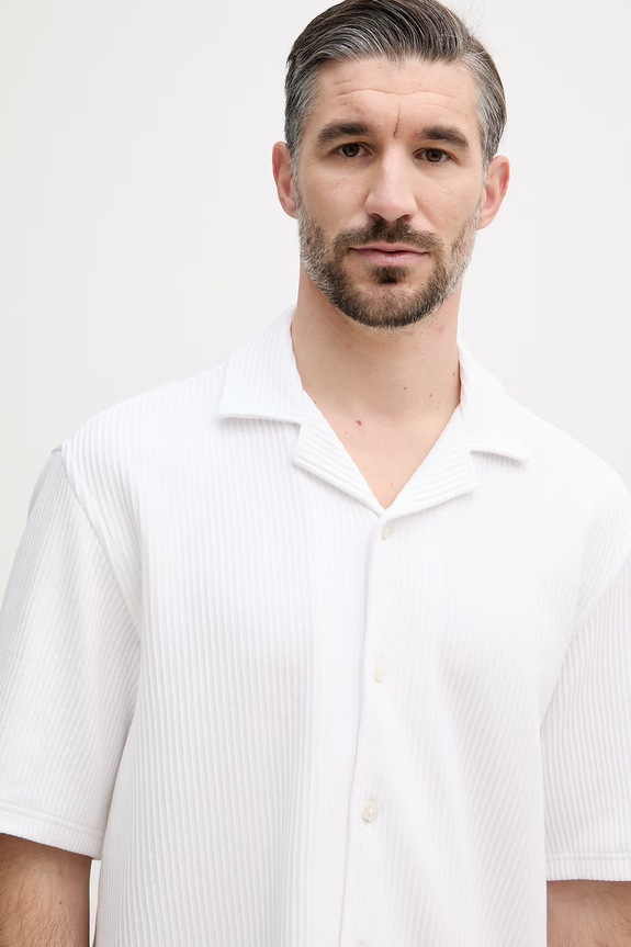 BOSS camicia da uomo in cotone con elastan LARS bianco 50561448