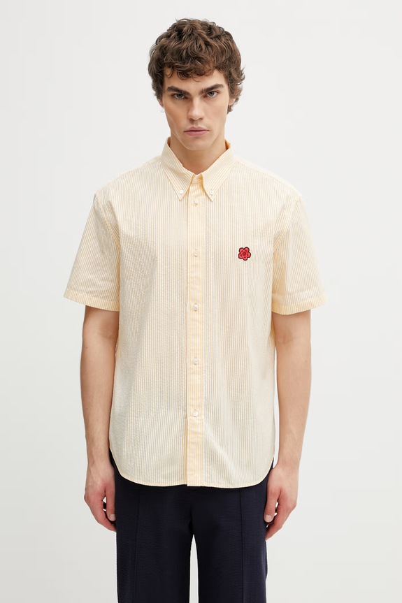 Kenzo Shirt SC cămașă bărbătească din bumbac galben FG55CH1099KB