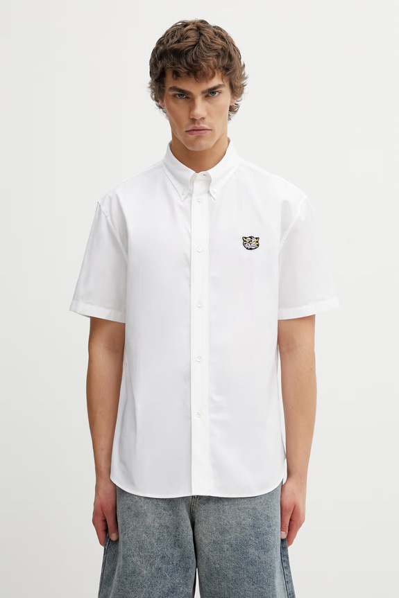 Kenzo Shirt SC košeľa bavlnená pánska biela FG55CH1099LI