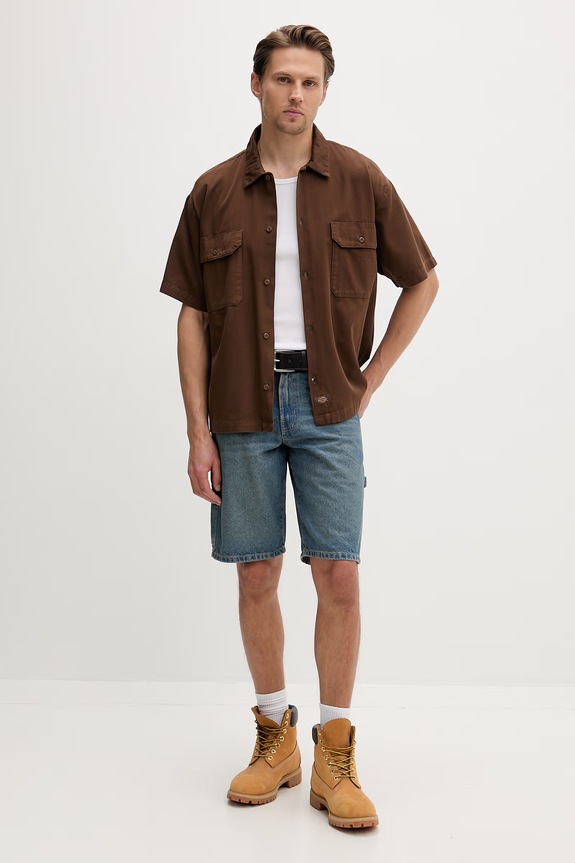 Dickies koszula męska bawełniana DK0A88N90TB1 brązowy SS26