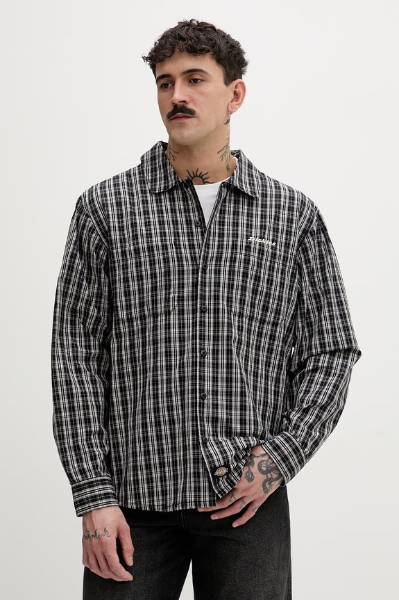 Dickies košeľa pánska bavlnená čierna DK0A885CBLK1