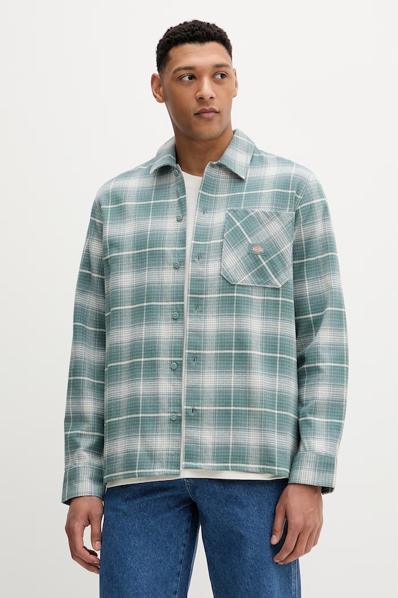 Dickies cămașă din bumbac cu modele turcoaz DK0A8653L371