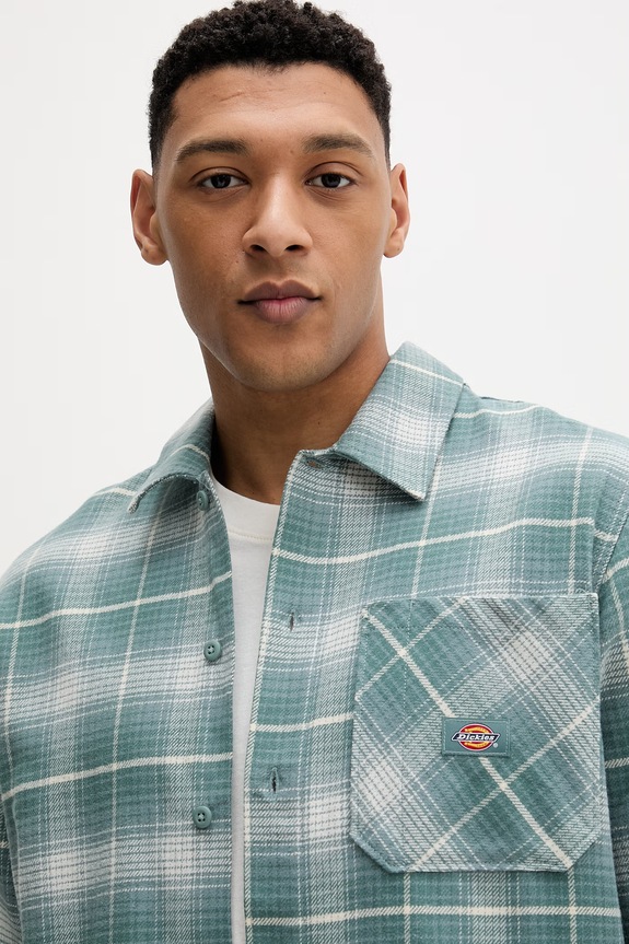 Dickies cămașă din bumbac turcoaz DK0A8653L371