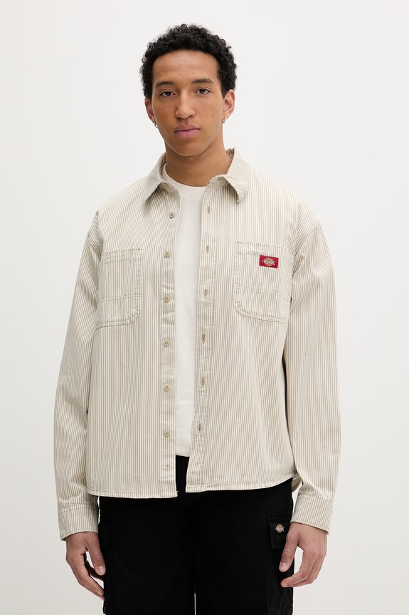 Dickies πουκάμισο ανδρικό βαμβακερό μπεζ DK0A889SL441