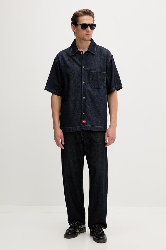 Dickies πουκάμισο ανδρικό ντένιμ DK0A88PHRIN1 σκούρο μπλε SS26