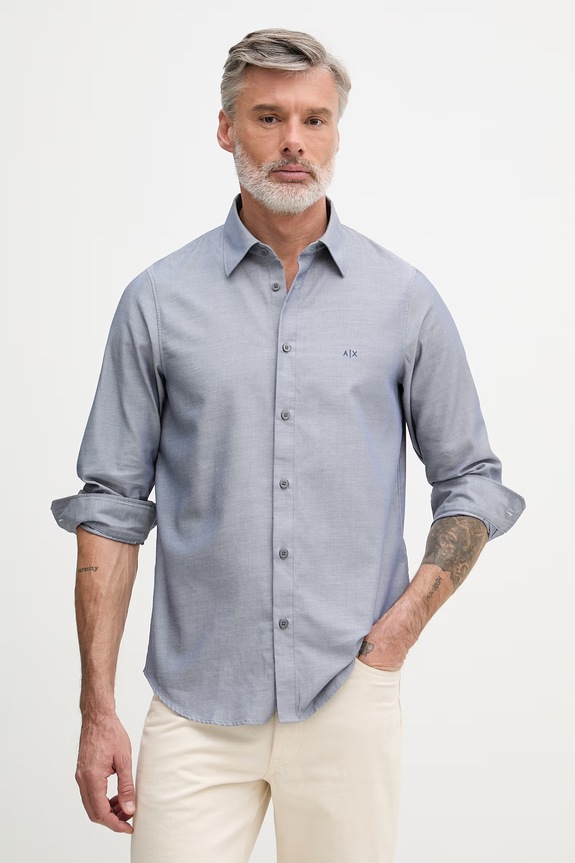 Armani Exchange košeľa pánska s bavlnou modrá XM002112.AF22548