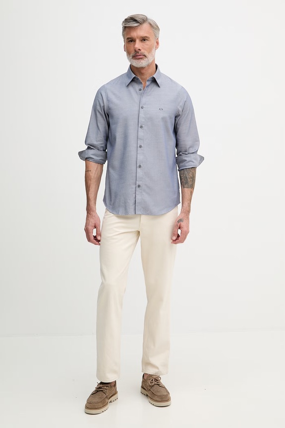 Armani Exchange košeľa pánska s bavlnou XM002112.AF22548 modrá SS26