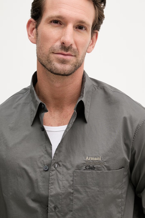 Armani Exchange košulja za muškarce od pamuka zelena XM002265.AF24533