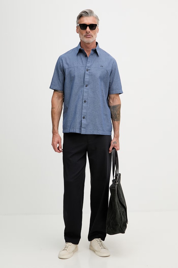 Armani Exchange košeľa pánska bavlnená XM002283.AF22712 modrá SS26