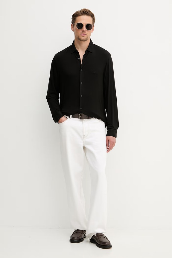 Armani Exchange Camicia da uomo XM002370.AF21936 nero SS26