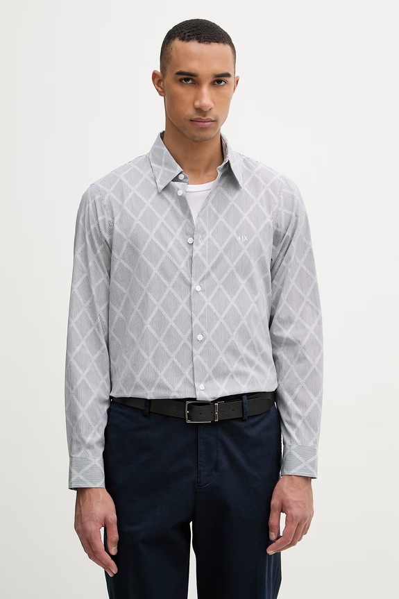 Armani Exchange koszula męska bawełniana szary XM002812.AF24577
