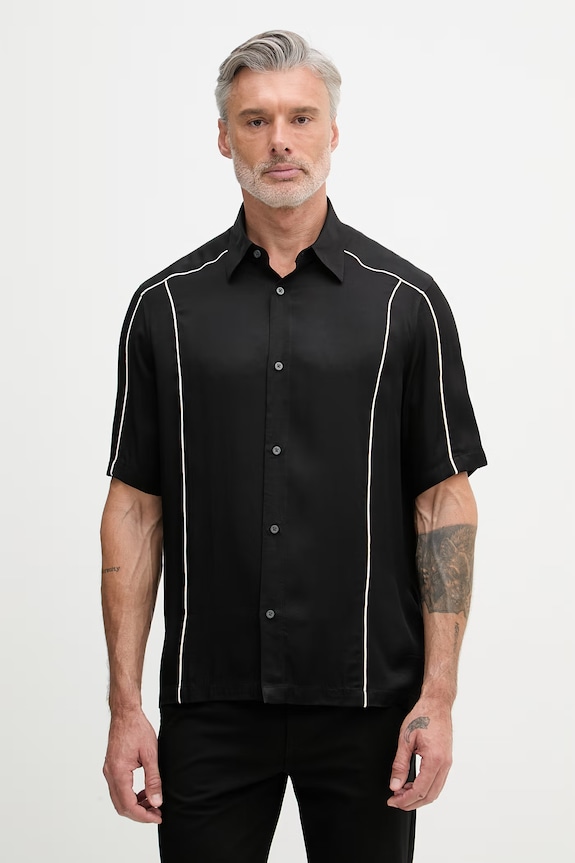 Armani Exchange Košeľa pánska z viskózy čierna XM002814.AF13235