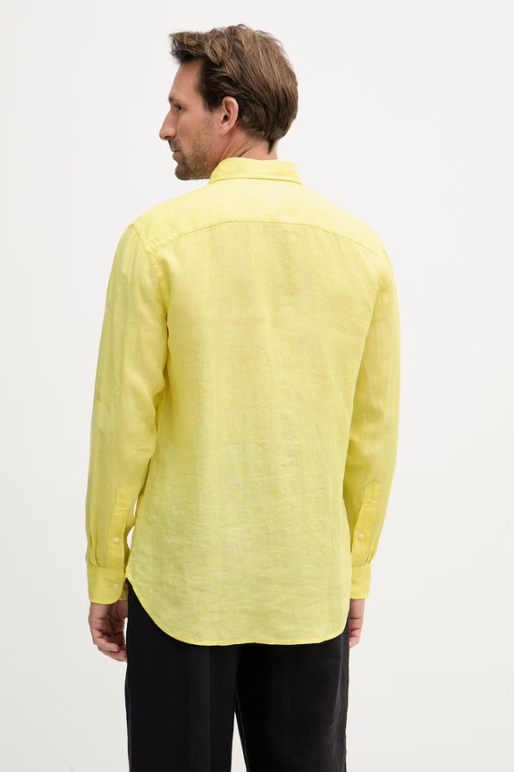 Abbigliamento Tommy Hilfiger camicia da uomo in lino MW0MW41530 giallo