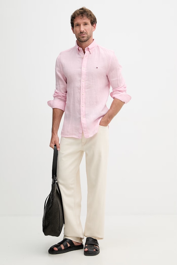 Tommy Hilfiger férfi vászon ing MW0MW41530 rózsaszín SS26