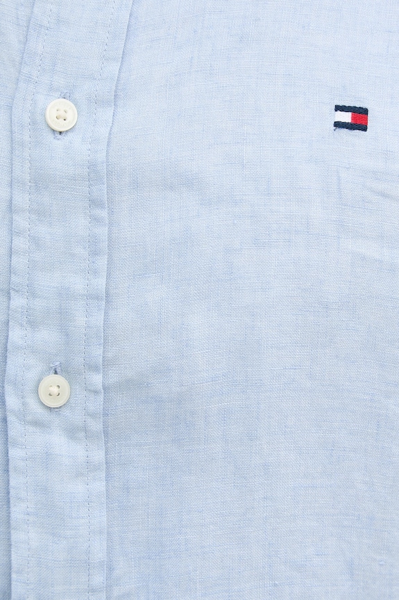 Tommy Hilfiger košeľa pánska ľanová MW0MW41530 modrá