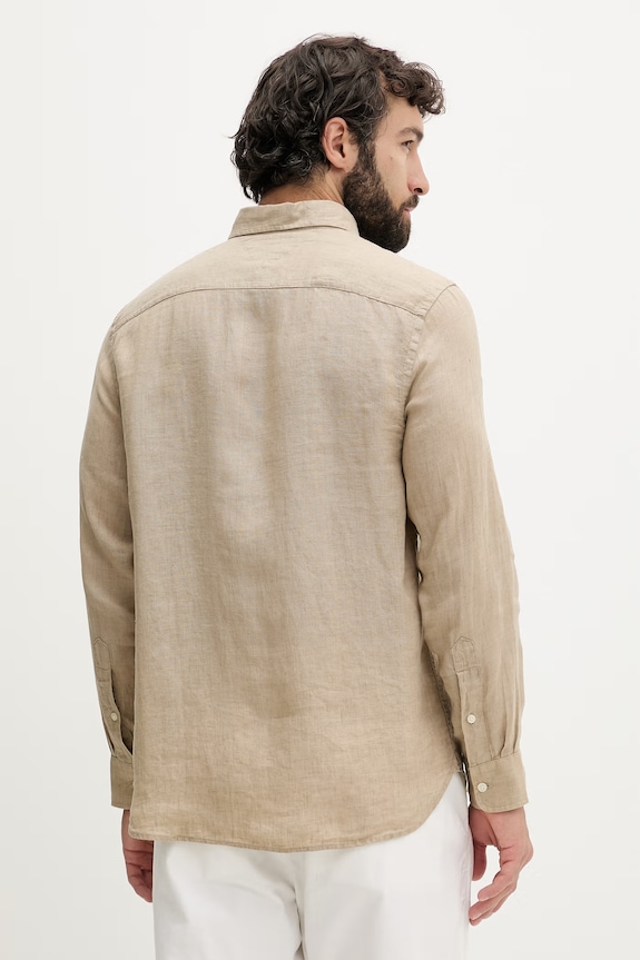 Abbigliamento Tommy Hilfiger camicia da uomo in lino MW0MW41530 beige