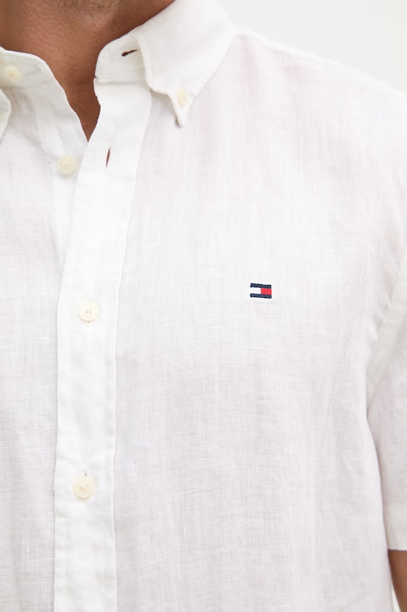 Tommy Hilfiger camicia da uomo in lino MW0MW41531 bianco