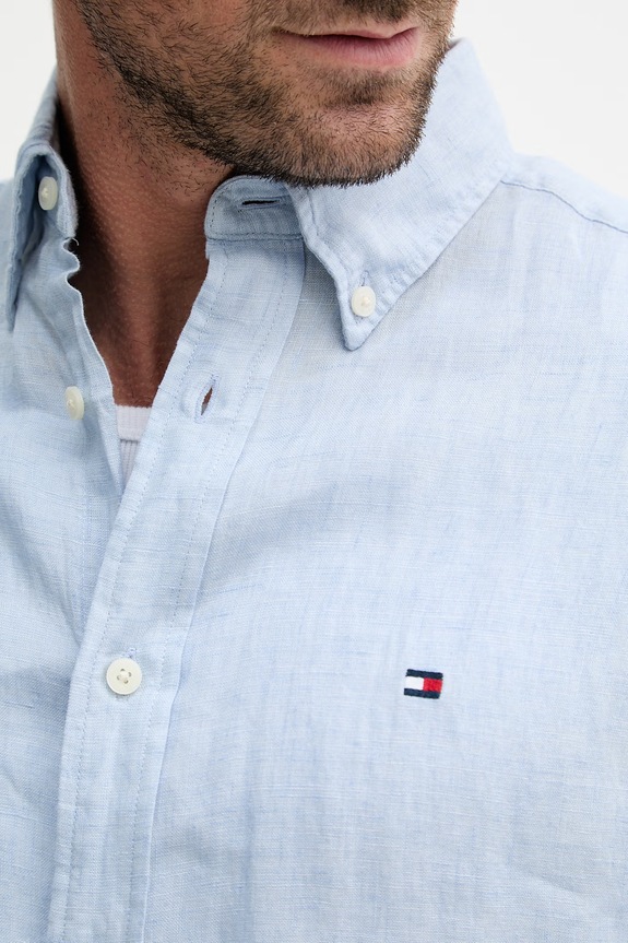 Tommy Hilfiger koszula męska lniana MW0MW41531 niebieski