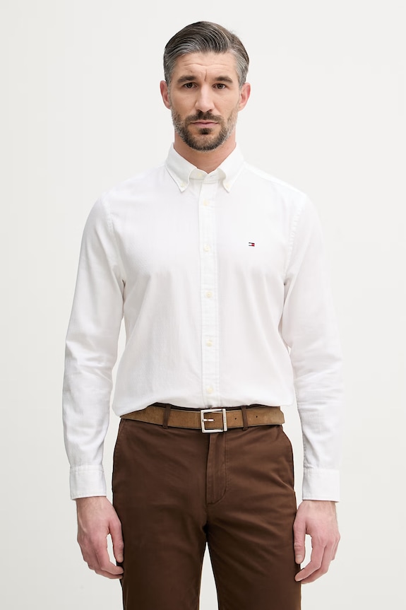 Tommy Hilfiger košeľa pánska bavlnená biela MW0MW42442
