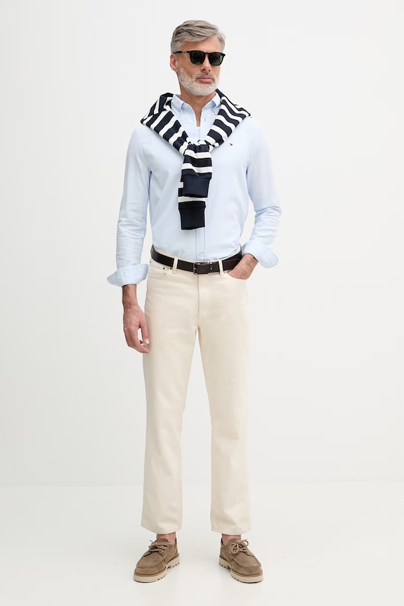 Tommy Hilfiger košeľa pánska bavlnená MW0MW42442 modrá SS26