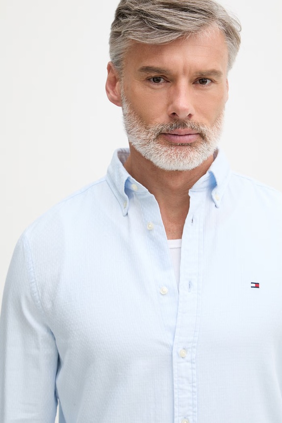 Tommy Hilfiger košeľa pánska bavlnená modrá MW0MW42442